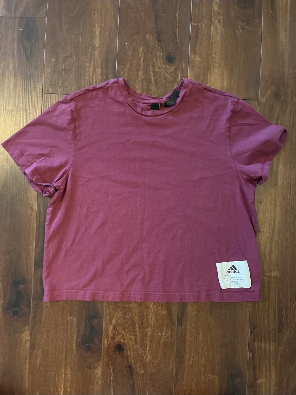 adidas Crop Tee in Wine Red